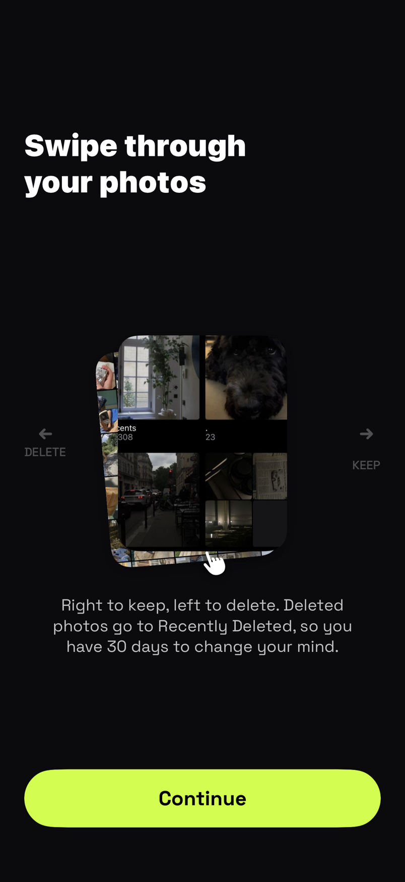 DETOX Swipe Deck Interface